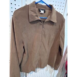 Briggs New York Women's Brown Suede Look Zip Front Jacket Size 14‎
